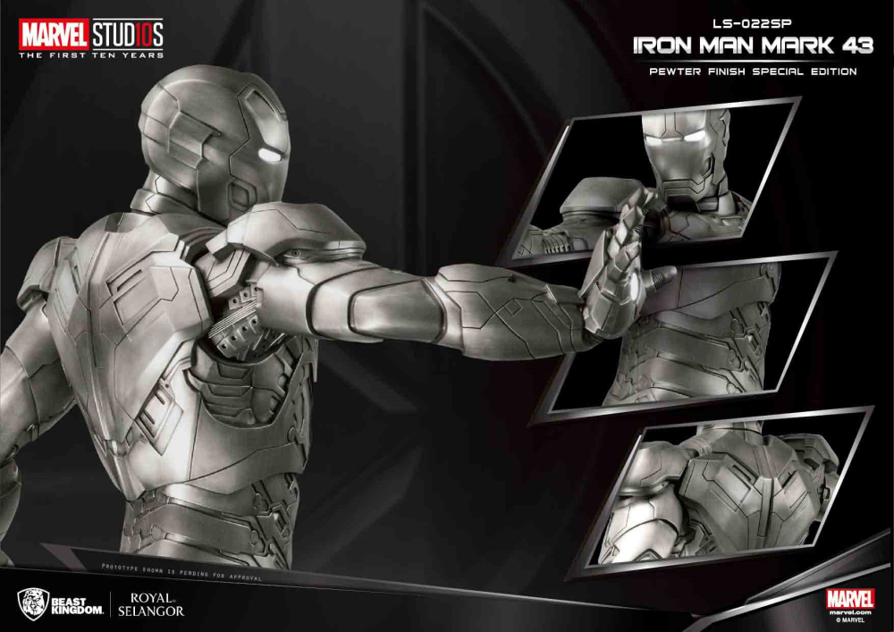 Beast Kingdom Life Size Marvel: Iron Man - Mark 43 Pewter Edicion Especial Escala 1/1