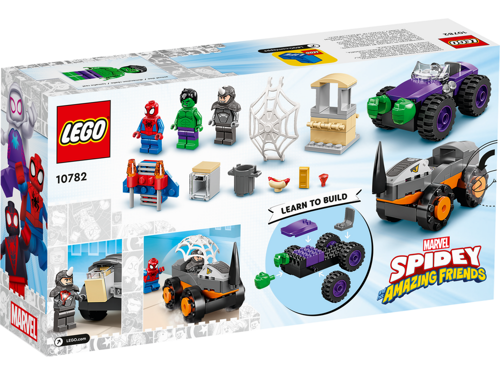 LEGO Marvel Spidey y su Super Equipo Camiones de Combate de Hulk y Rino 10782