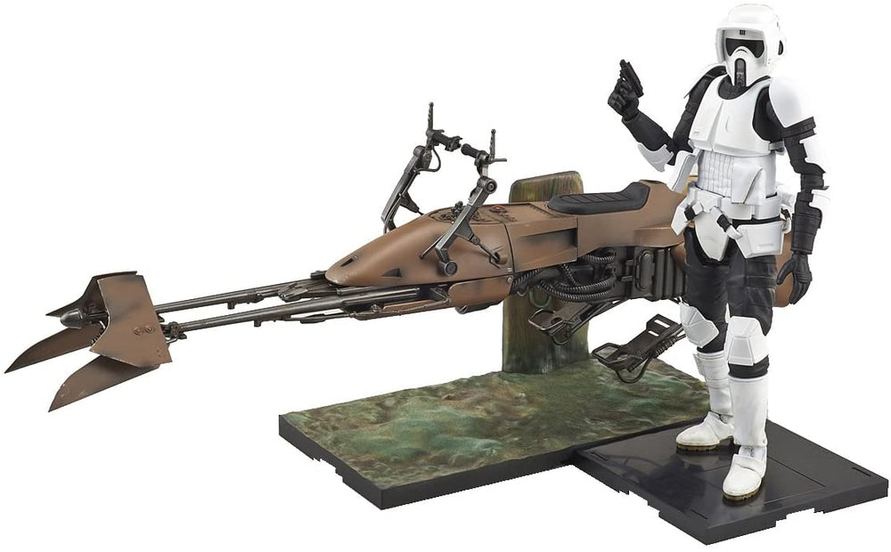 Bandai Hobby Gunpla Model Kit: Star Wars - Scout Trooper y Speeder Bike Escala 1/12 Kit de Plastico