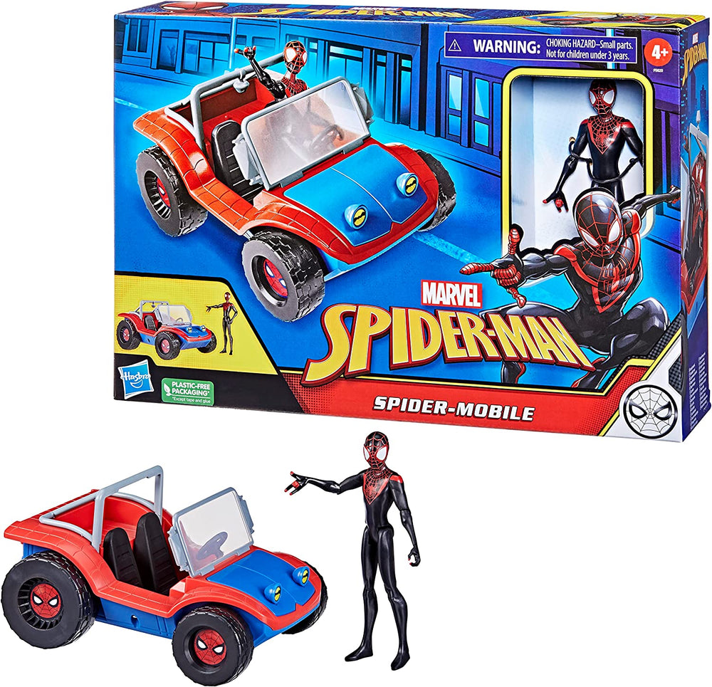 Marvel Spider Man: Spider Mobile Y Miles Morales Figura 6 Pulgadas