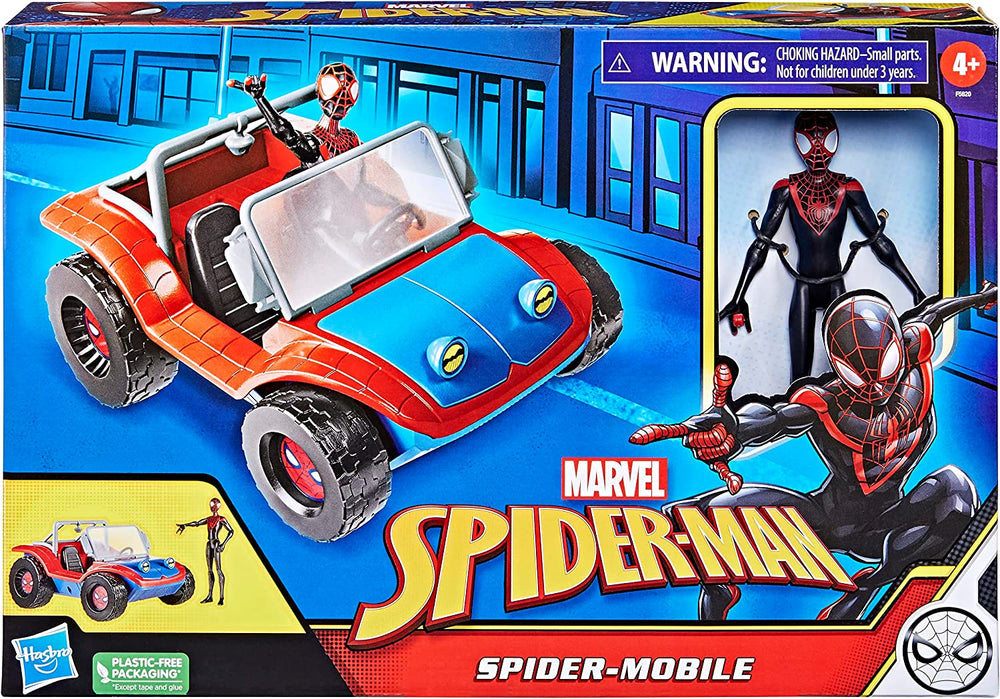 Marvel Spider Man: Spider Mobile Y Miles Morales Figura 6 Pulgadas