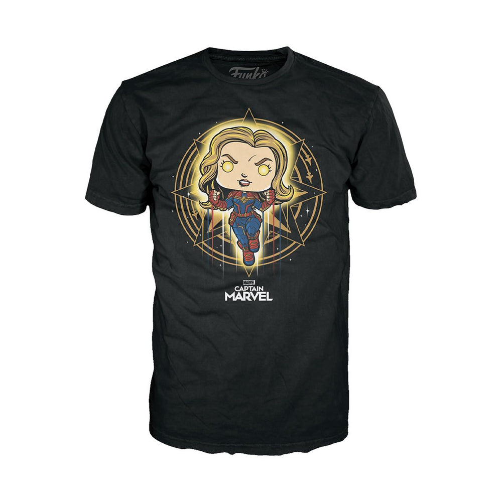 Funko Pop & Tee:  Marvel - Playera Chica con Capitana Marvel Diamond Glitter