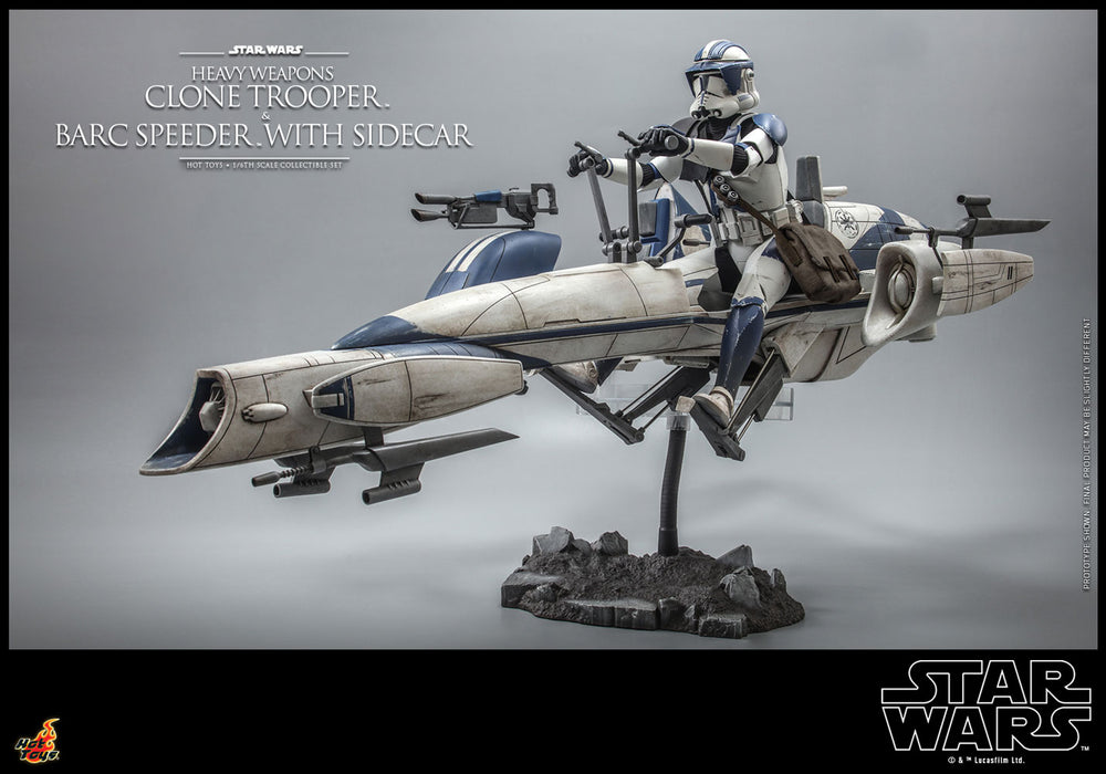 Hot Toys Television Masterpiece Series: Star Wars The Clone Wars - Clone Trooper con Armamneto pesado en Barc Speeder y Sidecar Escala 1/6
