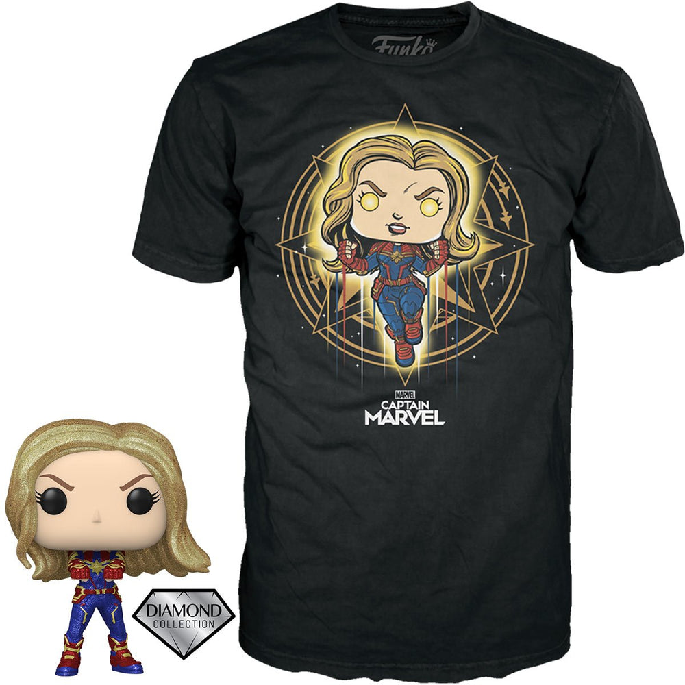 Funko Pop & Tee: Marvel - Playera 2XL con Capitana Marvel Diamond Glitter