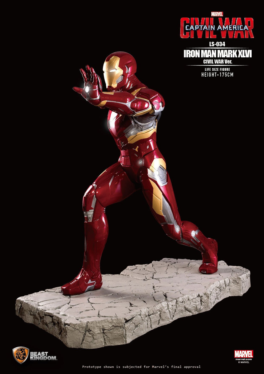 Beast Kingdom Life Size Marvel: Capitan America Civil War - Iron Man Mark 46 Escala 1/1
