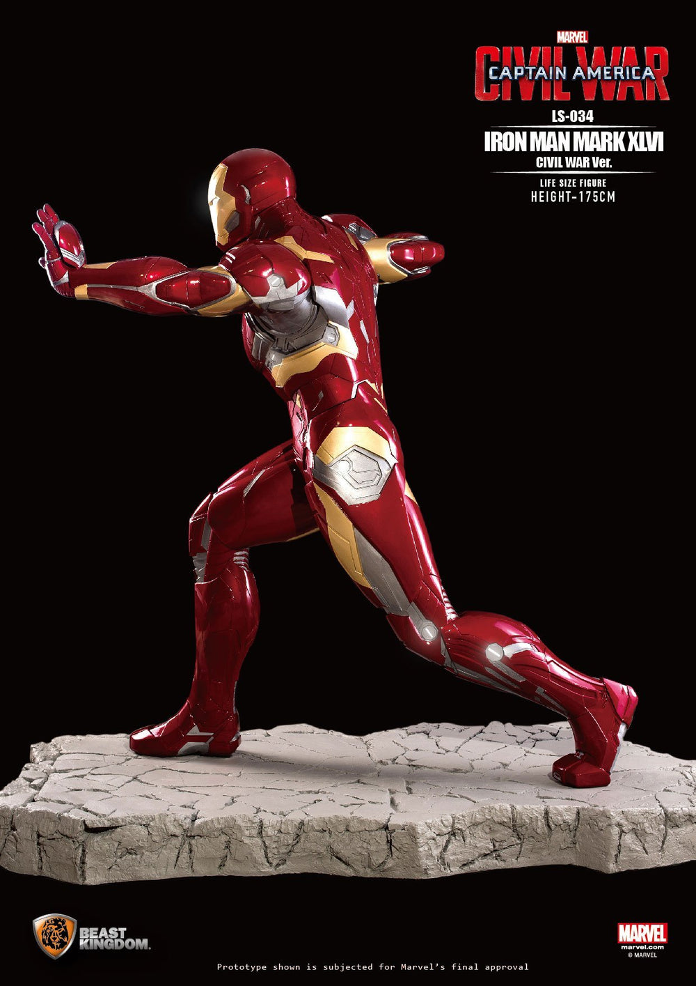 Beast Kingdom Life Size Marvel: Capitan America Civil War - Iron Man Mark 46 Escala 1/1