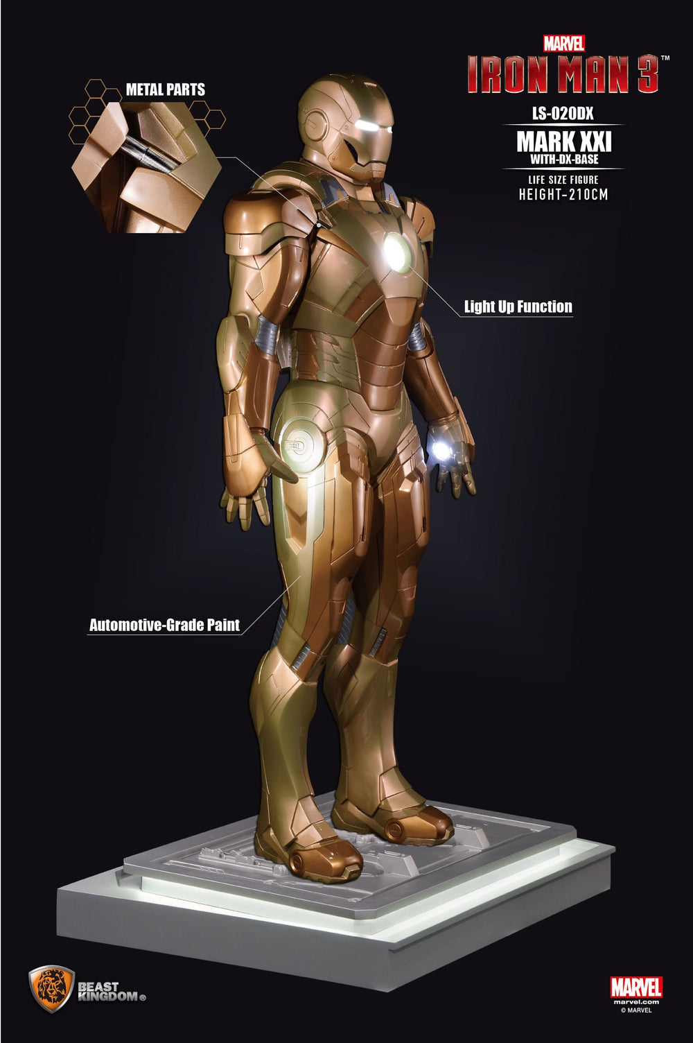 Beast Kingdom Life Size Marvel: Iron Man 3 - Mark XXI Deluxe Escala 1/1