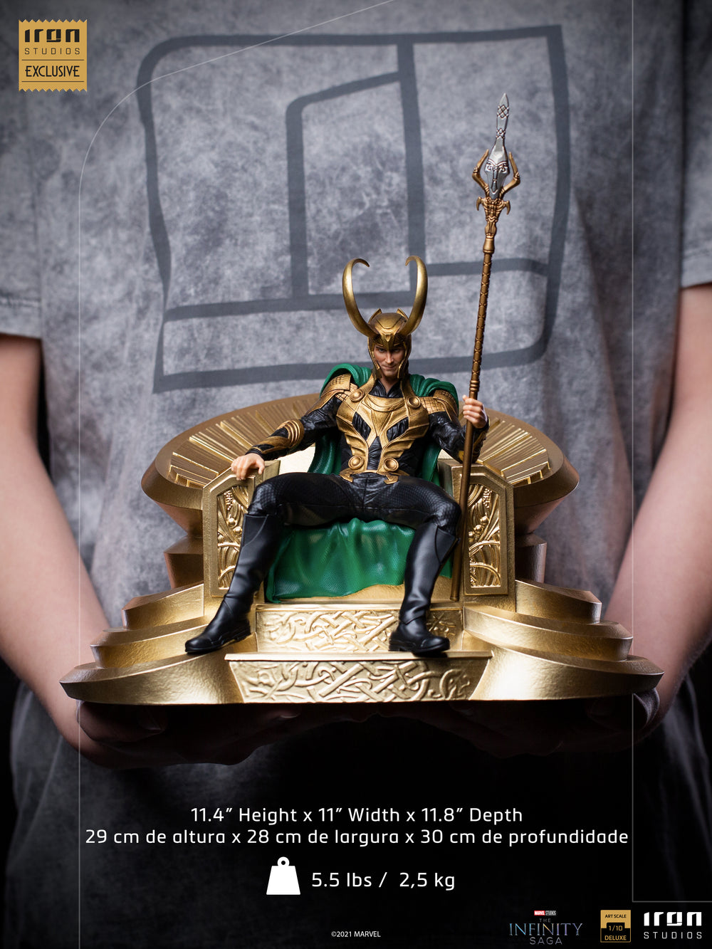 IRON Studios: Marvel The Infinity Saga - Loki en Trono Deluxe Escala de Arte 1/10 Exclusivo SDCC 2022