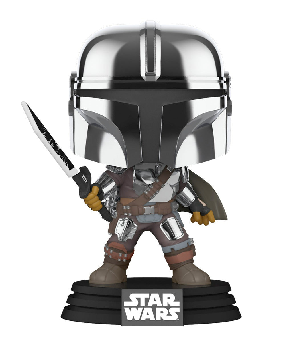 Funko Pop Star Wars: The Mandalorian - Mando Con Sable Oscuro Glow Metalico Exclusivo