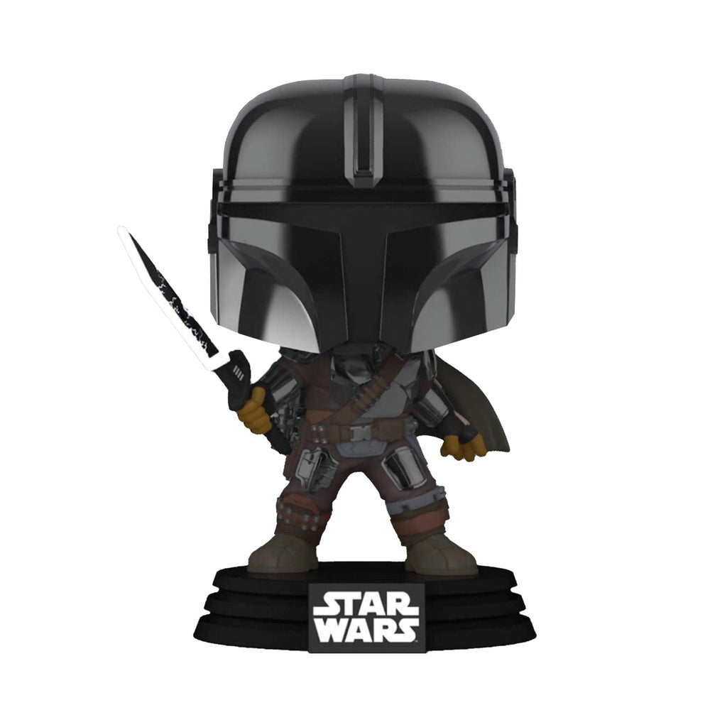 Funko Pop Star Wars: The Mandalorian - Mando Con Sable Oscuro Glow Metalico Exclusivo