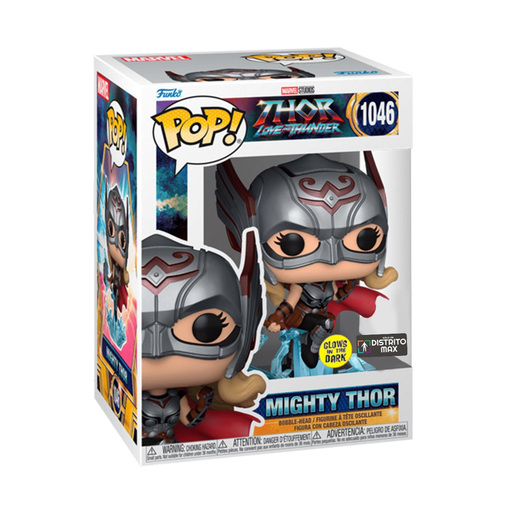 Funko Pop Marvel: Thor Love and Thunder - Mighty Thor Jane Glow Exclusivo Distritomax