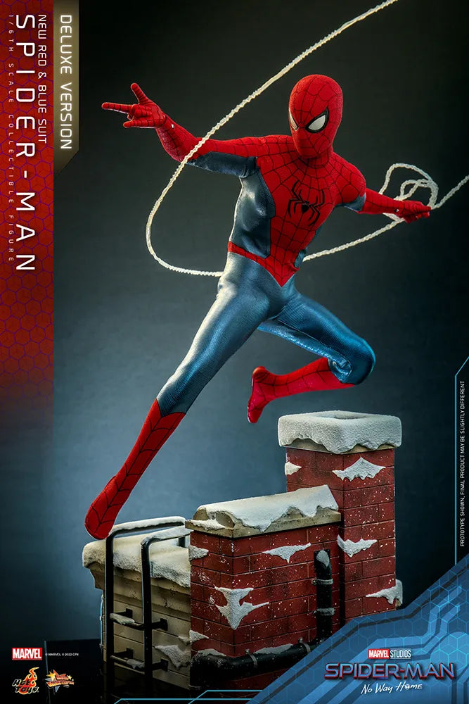 Hot Toys Movie Masterpiece Series: Marvel Spider Man No Way Home - Spider-Man Traje Rojo y Azul Deluxe Escala 1/6